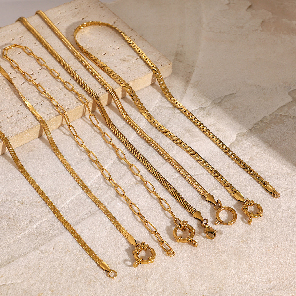 2H Trendy Retro Necklace for Women Simple Minimalist Style Multi-layer Chain Collarbone18k Gold Necklace