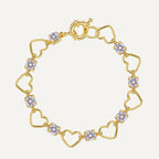 B0188 Fashion Hollow Heart Bracelet for Women Copper Gold Plated Zircon Heart