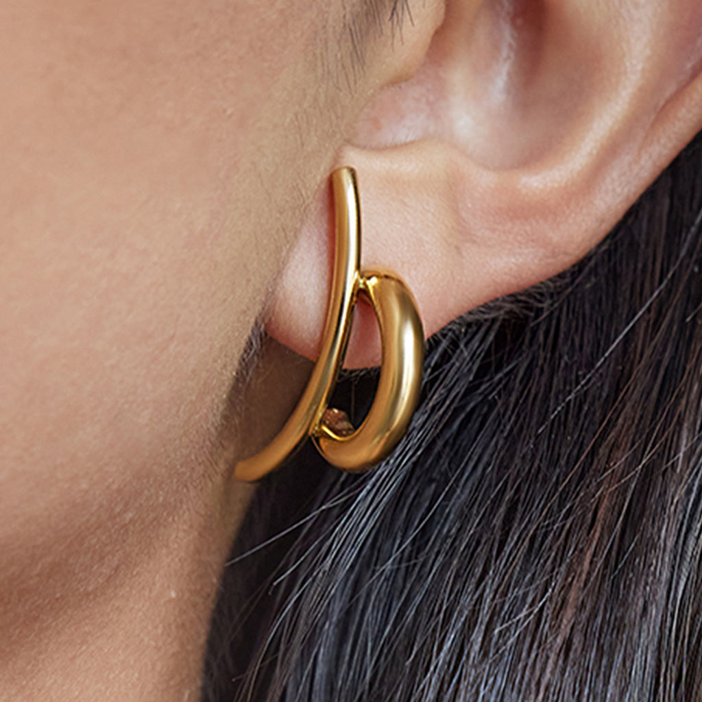 Double c Color Block Earrings Ear Studs Design Sense Earrings Stainless Steel Jewelry Accessories