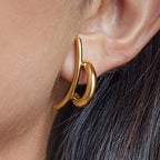 Double c Color Block Earrings Ear Studs Design Sense Earrings Stainless Steel Jewelry Accessories