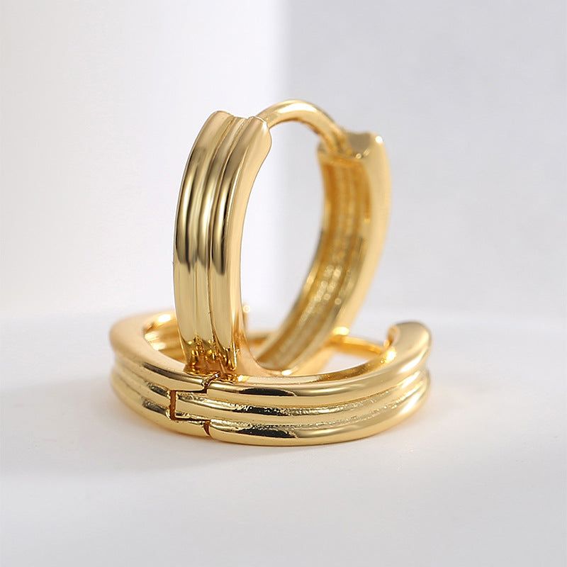 CYE0458 Minimalist Style Small Round Earrings for Women, Mori Style Copper Gold-Plated Ear Clips