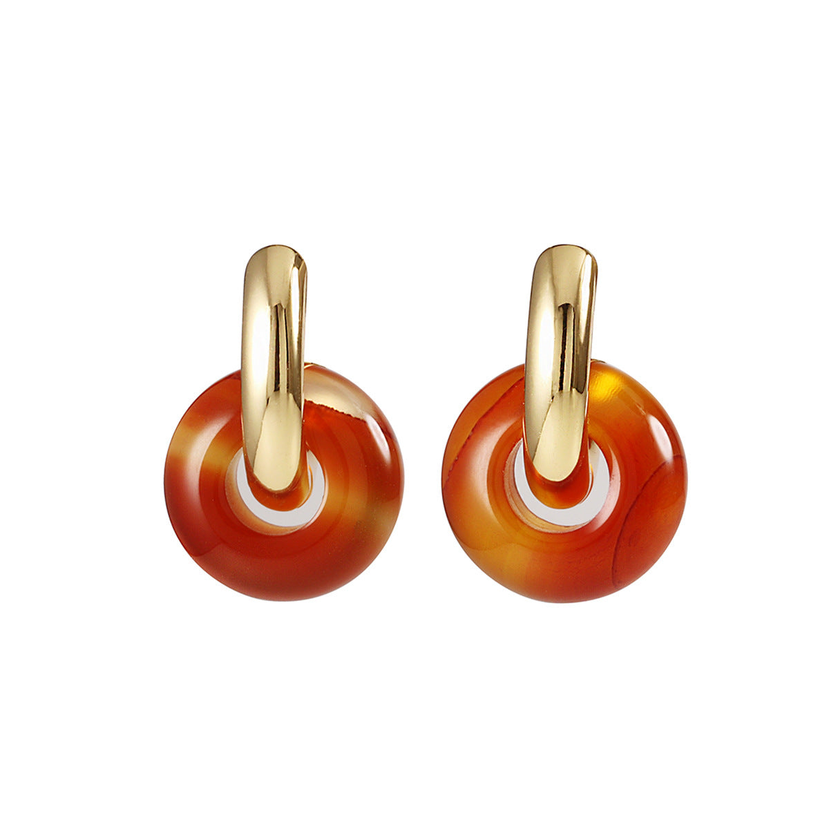 E0424 Vintage Trendy Synthetic Turquoise Earrings for Women Multicolor Stone Hong Kong Round Hoop Earrings