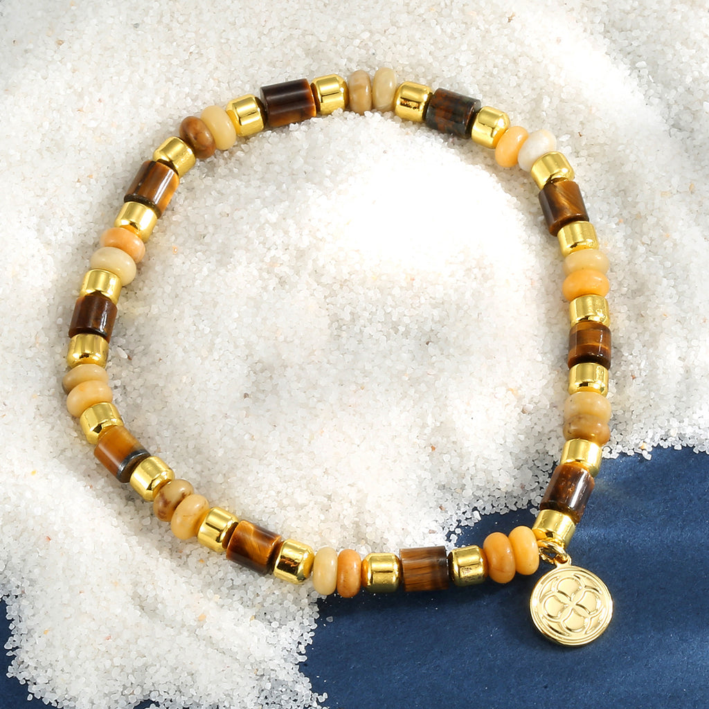B0339  Simple Pendant Beaded Bracelet Fashion Tiger Eye Stone Beaded Jewelry