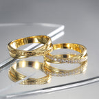 R0536 Fashion Creative Design Letter Print Zircon Ring for Women Brass Gold-Plated Simple Set Ring