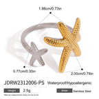 Vacation Starfish Shell Ring Non-Fading Jewelry Stainless Steel Accessories Ring
