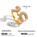 Cubic Zirconia Stainless Steel Ring in Gold-Plated — Clean-Lined Style — jewelry construction