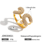2H Stainless Steel Rhinestone Ring Non-Fading Jewelry Accessories for Women ring