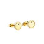E0071 Simple Geometric Round Earrings for Women, Copper Gold-Plated with Inlaid Diamonds, Trendy Export Jewelry