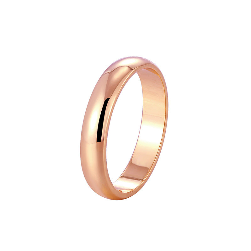R0715 Minimalist Design Smooth Ring for Women Gold-Plated Personality Band