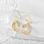E0326 Korean Style Simple Hollow Out Design C Zirconia Inlaid Earrings for Women Copper Plated18K Gold Fashion Earrings