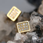 E0559 Fashionable Minimalist Design Earrings for Women Brass Gold-Plated Micro-Inlaid Zircon Square Stud Earrings