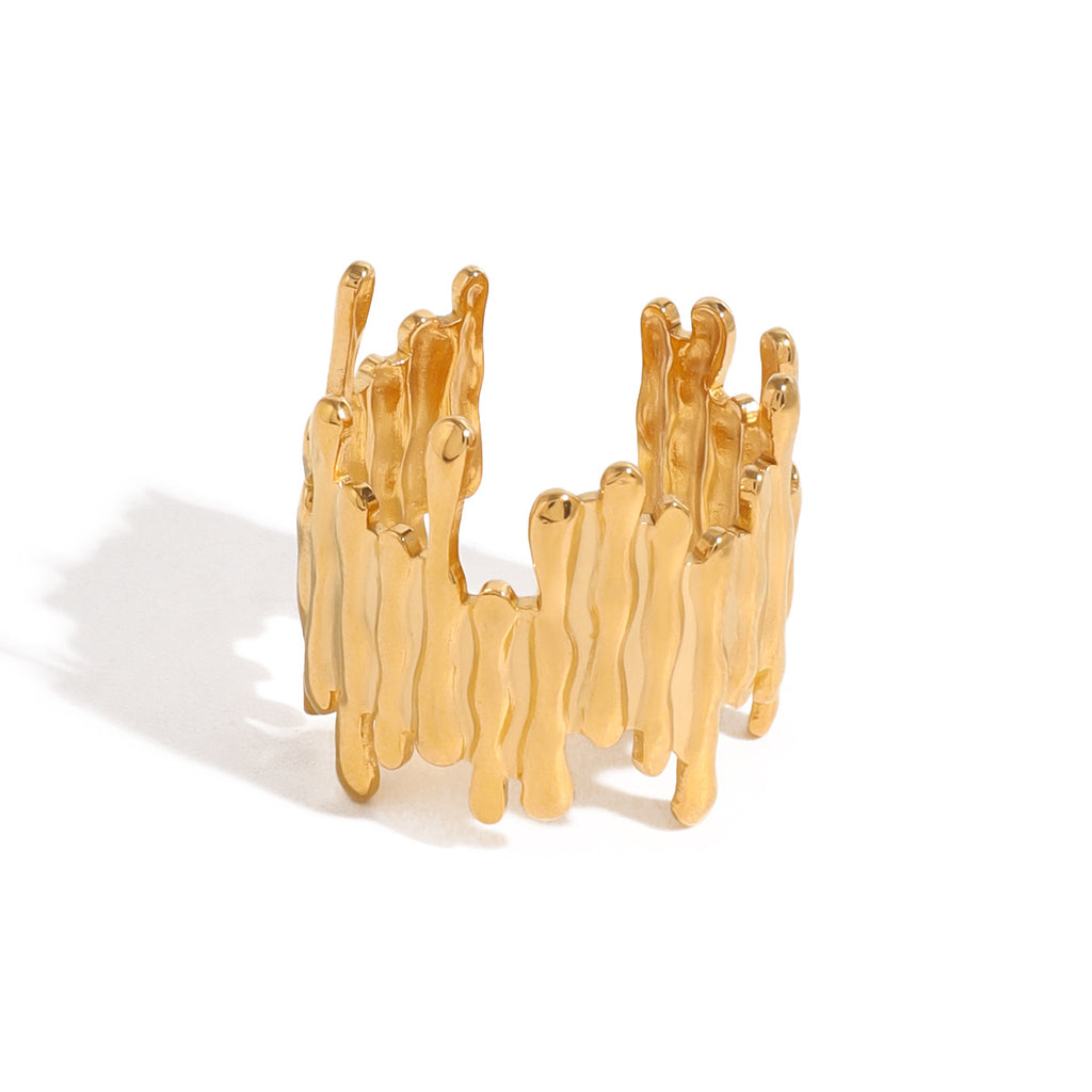 Stainless Steel Open Ring Minimalist Geometric Irregular Design