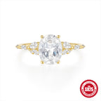 S925Sterling Silver Egg-Shaped Diamond Ring Fashion Carat Super Sparkling Diamond Wedding Engagement Ring