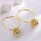 E0705 Fashion Large Hoop Earrings for Women Copper Gold Plated Artistic Retro Hollow Lantern Earrings