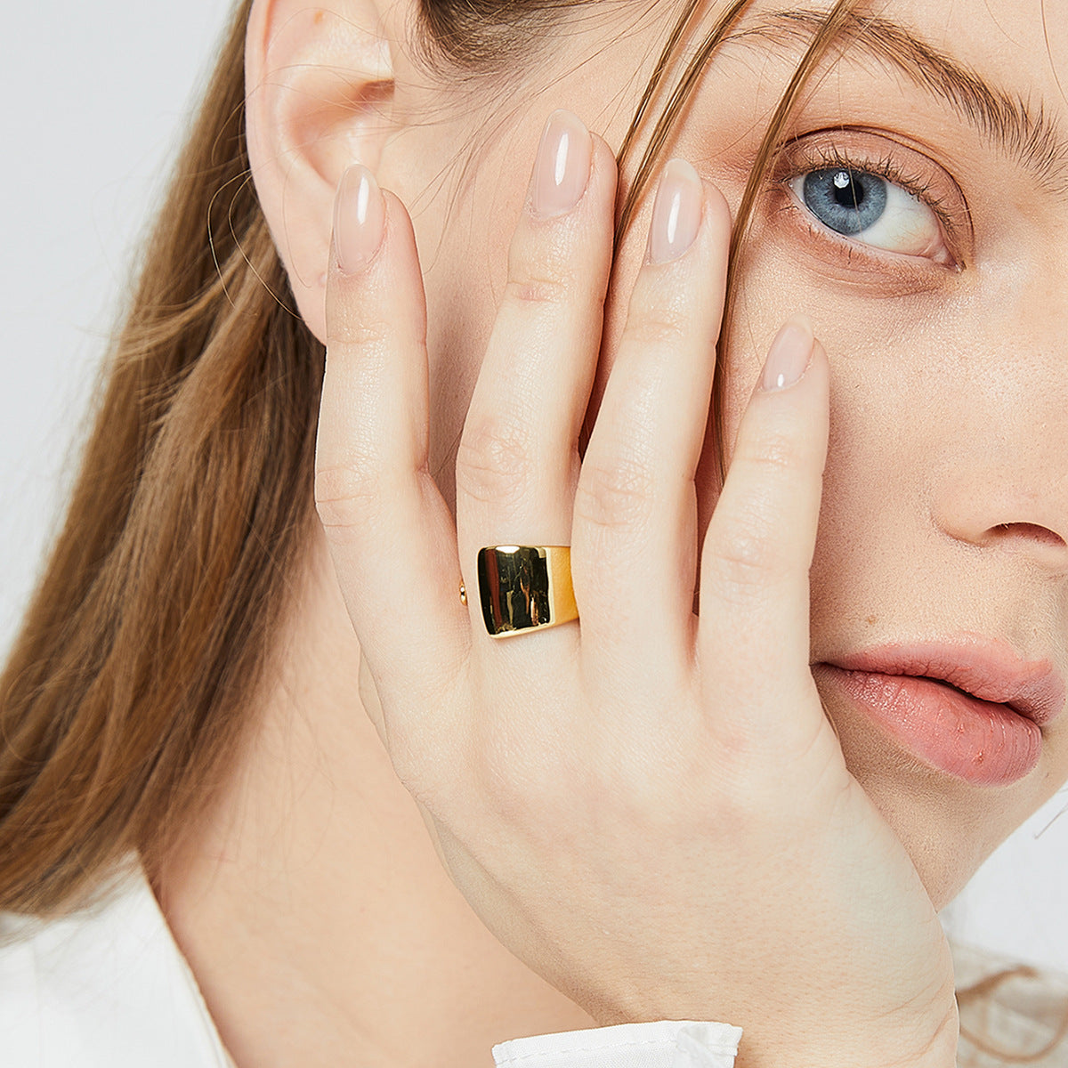 R0203 Minimalist Irregular Open Ring for Women Metal Copper Plated18k Real Gold