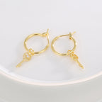 E0831 Creative Design Earrings for Women with Zircon Key Pendant Earrings