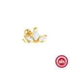 S925Sterling Silver Opal Inlaid Diamond Round Bead Threaded Piercing Ear Bone Stud Hot-Selling High-End Marquise Opal Earrings