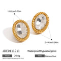 Cubic Zirconia Stainless Steel Earrings in 18K Gold-Tone featuring cubic zirconia and a gold-tone finish
