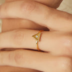 SR0024 S925Silver Geometric Triangle Glossy Ring for Women