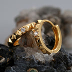 E0448 Minimalist Geometric Circle Women's Earrings Hoop Personality Wave Pattern Zircon Earrings