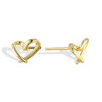 SE0279 S925Silver Hollow Heart Stud Earrings with Screw Back for Women, Petite and Simple Sweet Earrings