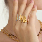 Color Block Wing Ring Stainless Steel Jewelry for Women Non-Fading ring