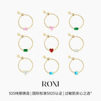 S925Sterling Silver Inlaid Simulated Diamond Zircon Open Ring Trendy Jewelry Adjustable Chain Ring