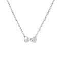 Double Heart Zircon 925 Sterling Silver Necklace — design silhouette — jewelry finish and design detail
