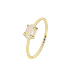R0289 Gold-Plated Brass Ring for Women, Simple Inlaid Opal Versatile Ring