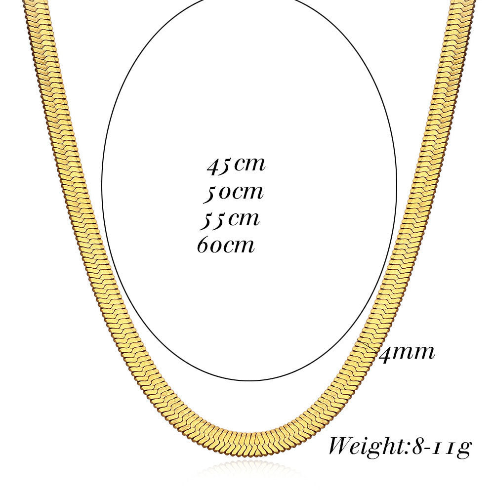 Exquisite18K Gold-Plated Stainless Steel Necklace Trendy Women's Necklace Layered Jewelry Snake Bone Chain Necklace