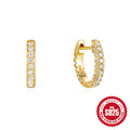 Sterling Silver Geometric cubic zirconia Hoop Earrings Large And Small — product style photo 12 — jewelry finish and design detail