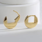 E0433 Gold-Plated Copper Minimalist Round Hoop Earrings with Smooth Texture
