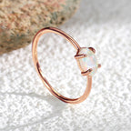 R0289 Gold-Plated Brass Ring for Women, Simple Inlaid Opal Versatile Ring