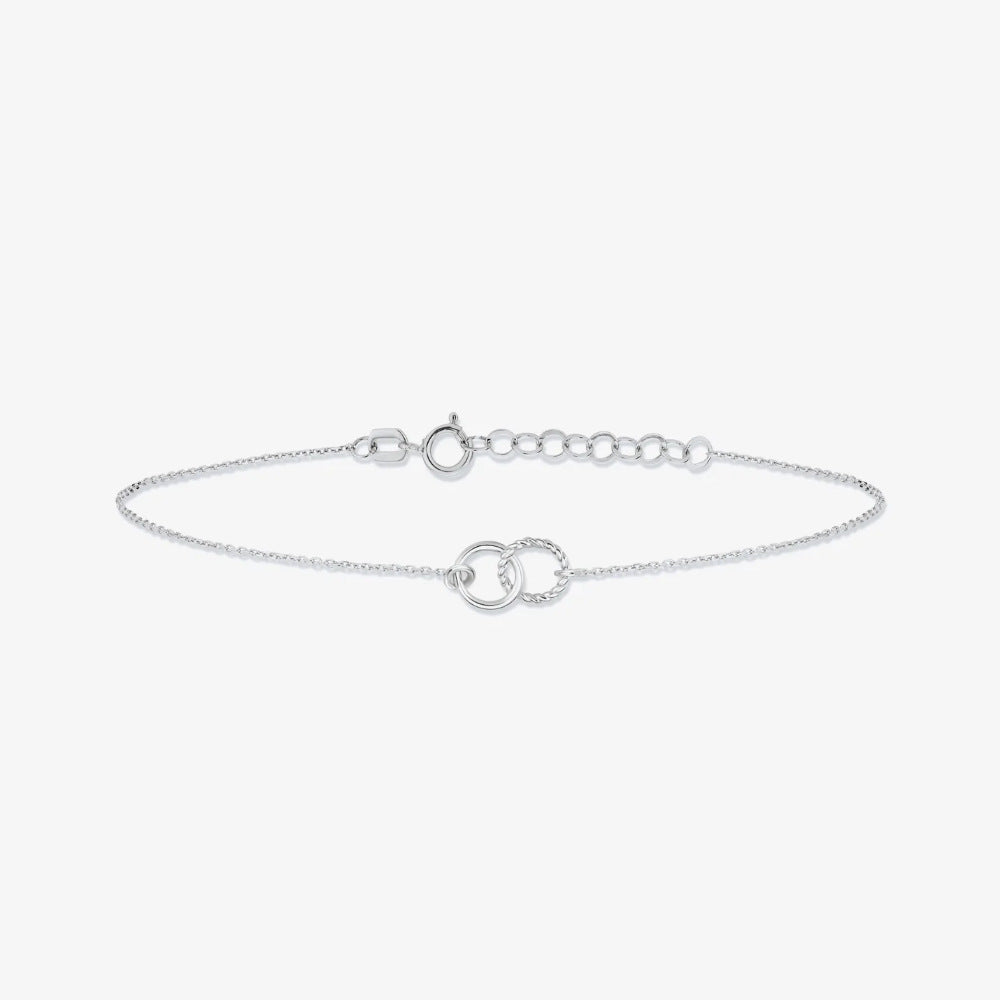 S925 Sterling Silver Double Circle Bracelet For Women Fashion