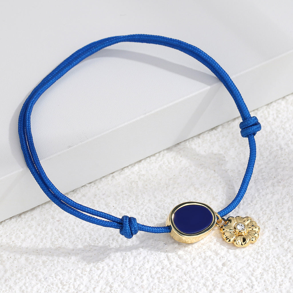 B0015 Ornament Copper Gold-Plated Braided Bracelet Chain Simple Flower Bracelet for Women