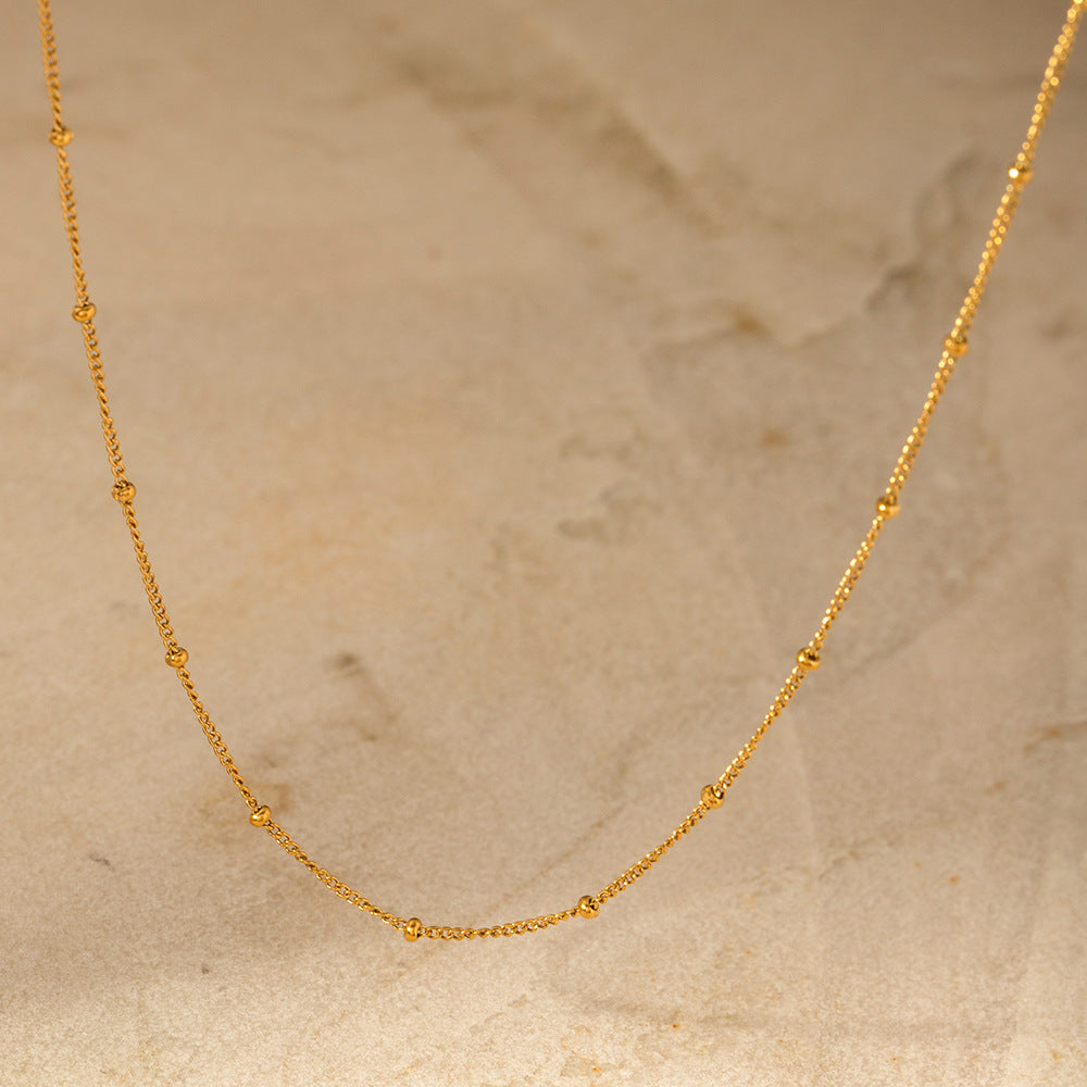 2H Rust-Free Waterproof Stainless Steel Fine Bead Chain Necklace for Women Minimalist Fashion Layered Choker Necklace Jewelry