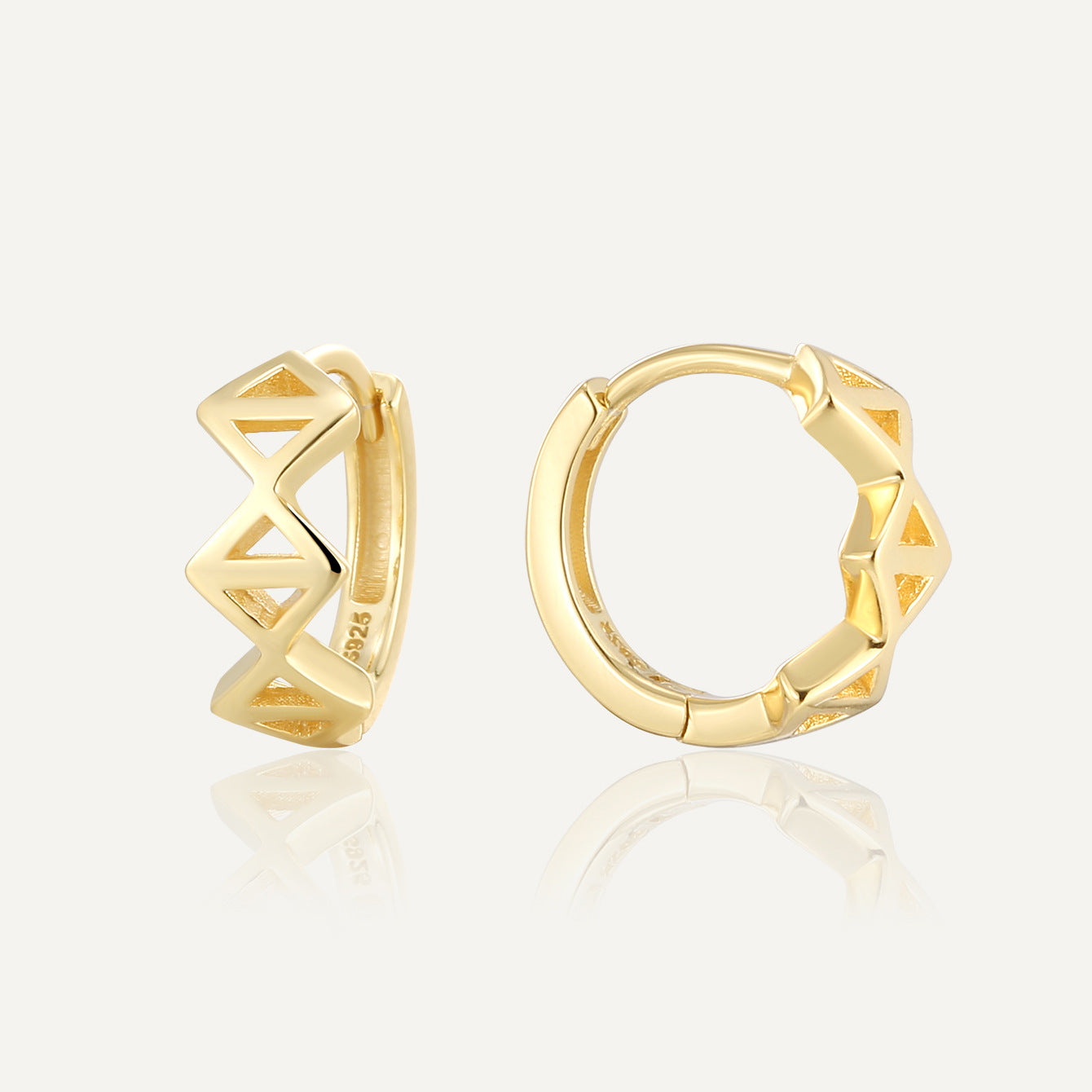 SE0105 S925Silver plating14K Gold French Style Geometric Square Hollow Earrings for Women Minimalist Ear Jewelry