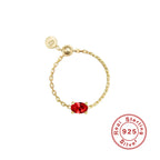 S925Sterling Silver Inlaid Simulated Diamond Zircon Open Ring Trendy Jewelry Adjustable Chain Ring