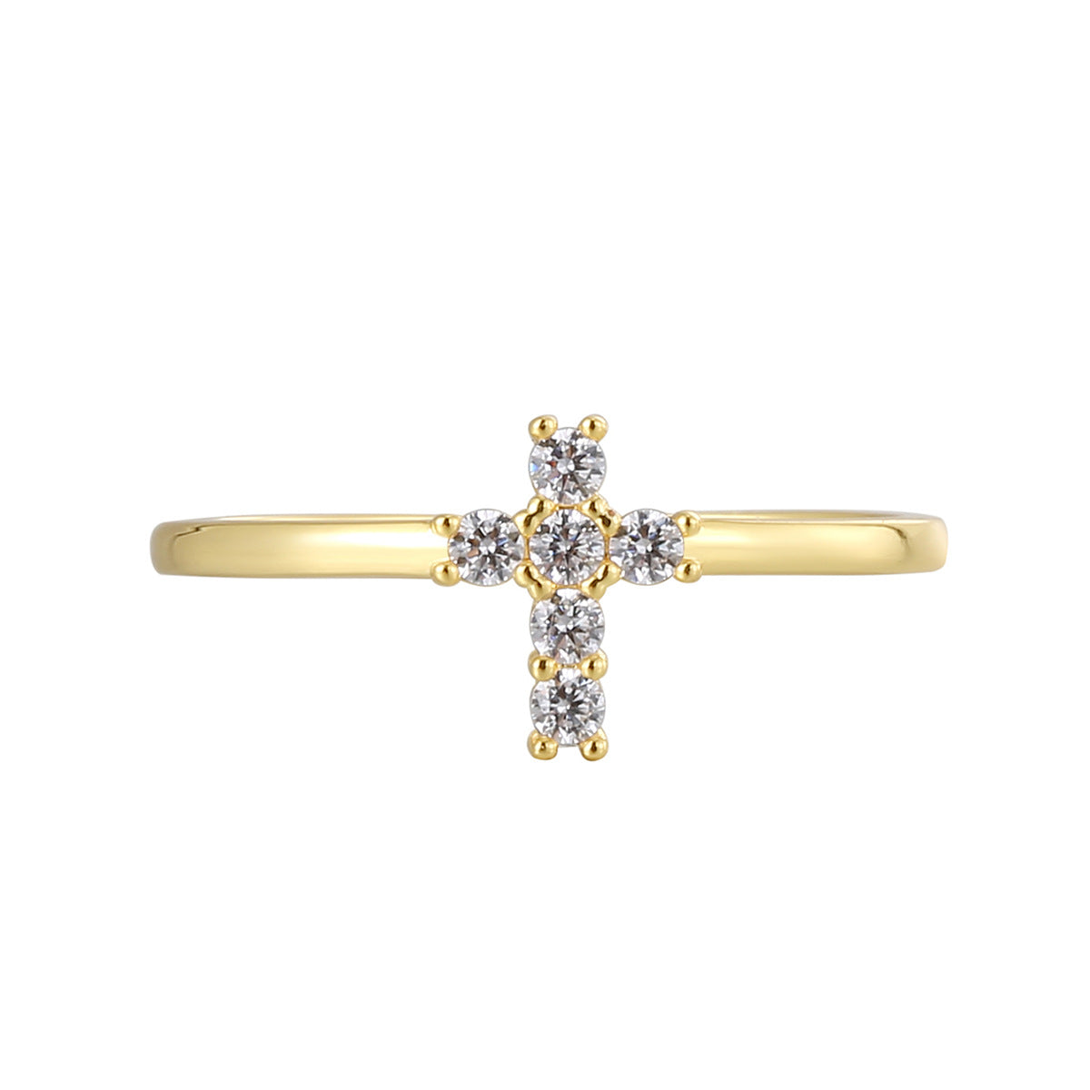 R0664 Personalized Design Ring for Women Simple Cross Inlaid with Zircon Vintage Tail Ring