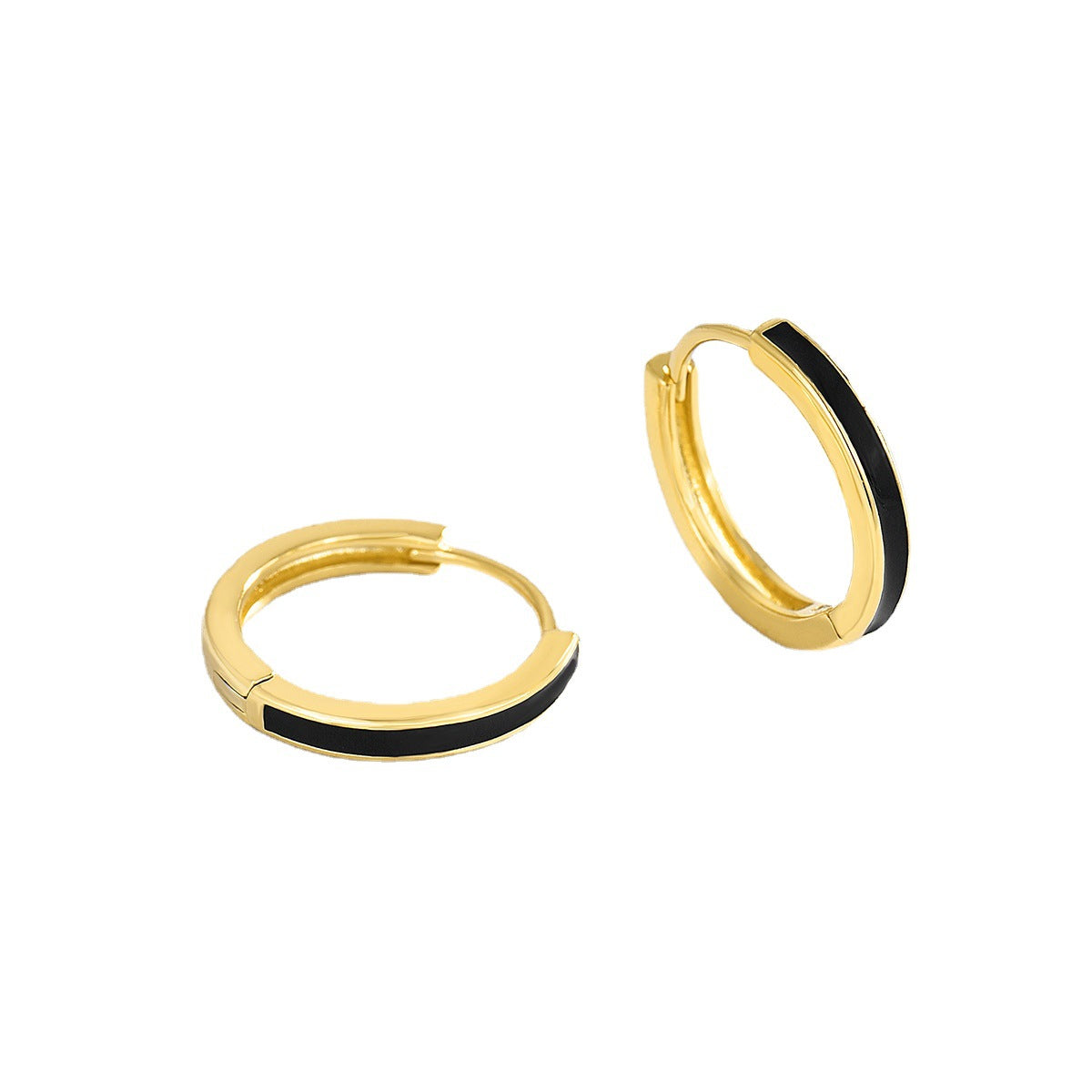 E0228Brass Gold-Plated Handmade Enamel Simple Daily Round Epoxy Earrings for Women