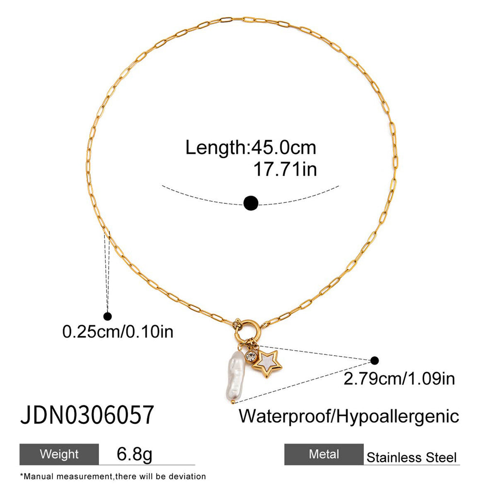 Freshwater Pearl Necklace Jewelry Non-Fading Jewelry Stainless Steel