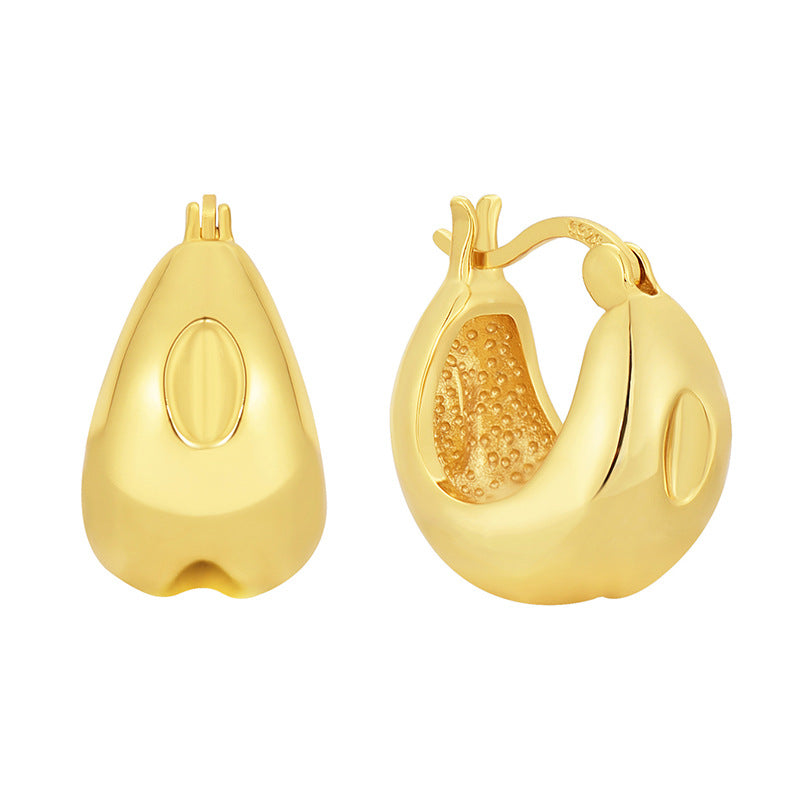 E0683 Elegant Fashion Earrings for Women, Brass Gold-Plated, Vintage Simple Design, Smooth Ear Hooks