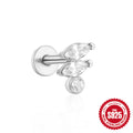 Opal Stud Chain 925 Sterling Silver Earrings — earring silhouette — alternate angle 2 — jewelry finish and design detail