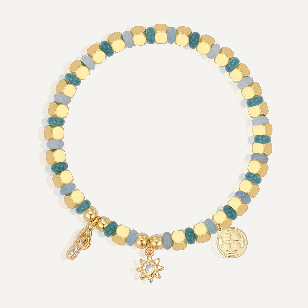 B0303 Bohemian Sunflower Bracelet Ocean Vacation Fashion Chalcedony Stone Beads