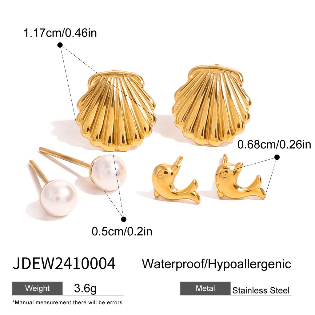 Three Pairs of Stainless Steel Zircon Earrings Pearl Earrings Ear Accessories