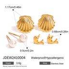 Three Pairs of Stainless Steel Zircon Earrings Pearl Earrings Ear Accessories