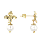E0348 S925Silver Needle Flower Pearl Earrings for Women Super Fairy Sweet Retro Earrings Jewelry