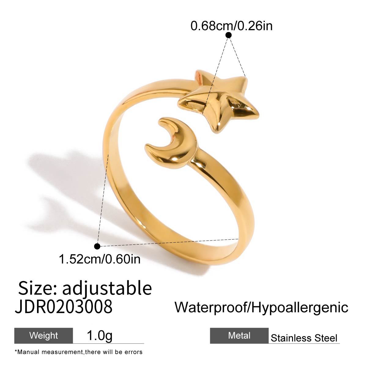 2H Stainless Steel Finger Bracelet Ring Non-Fading Jewelry for Women