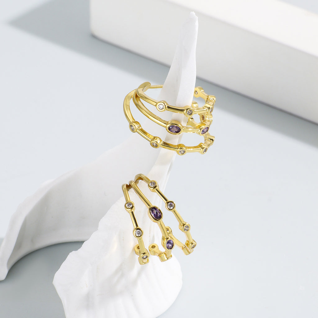 Fashion Zircon Earrings for Women New multi-layered circle vintage elegant earrings