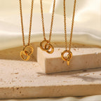 Interlocking Pendant Necklace Girlfriend Gift Design Versatile Gold-Plated Trendy Collarbone Chain